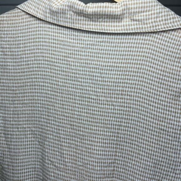 Vintage REXX Gingham Checkered Short Sleeve Blouse Collared Tie Front Top - Picture 8 of 11